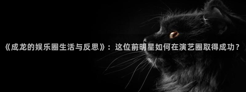 彩神2代理注册：《成龙的娱乐圈生活与反思》：这位前明星如何在演艺圈取得成功？